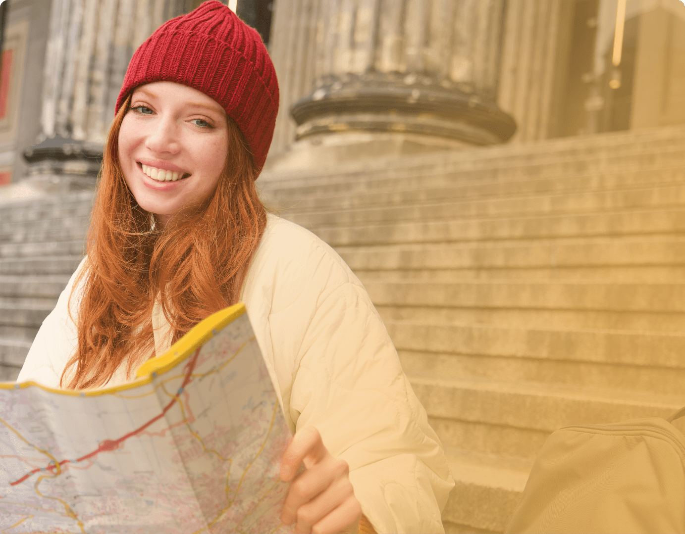Student exploring campus location